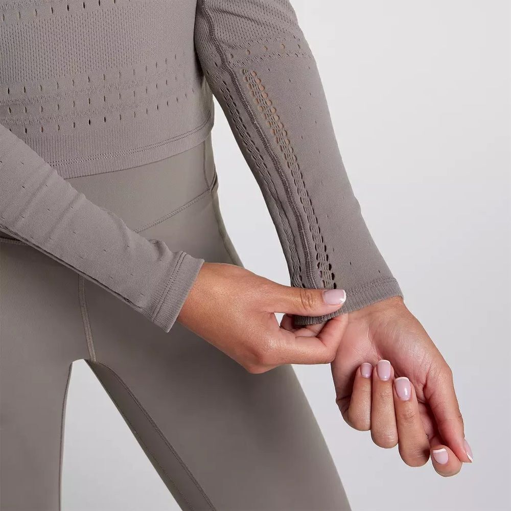 CALIA Women's Pointelle Seamless Long Sleeve T-Shirt Dark Grey NEW L/XL - Picture 4 of 14